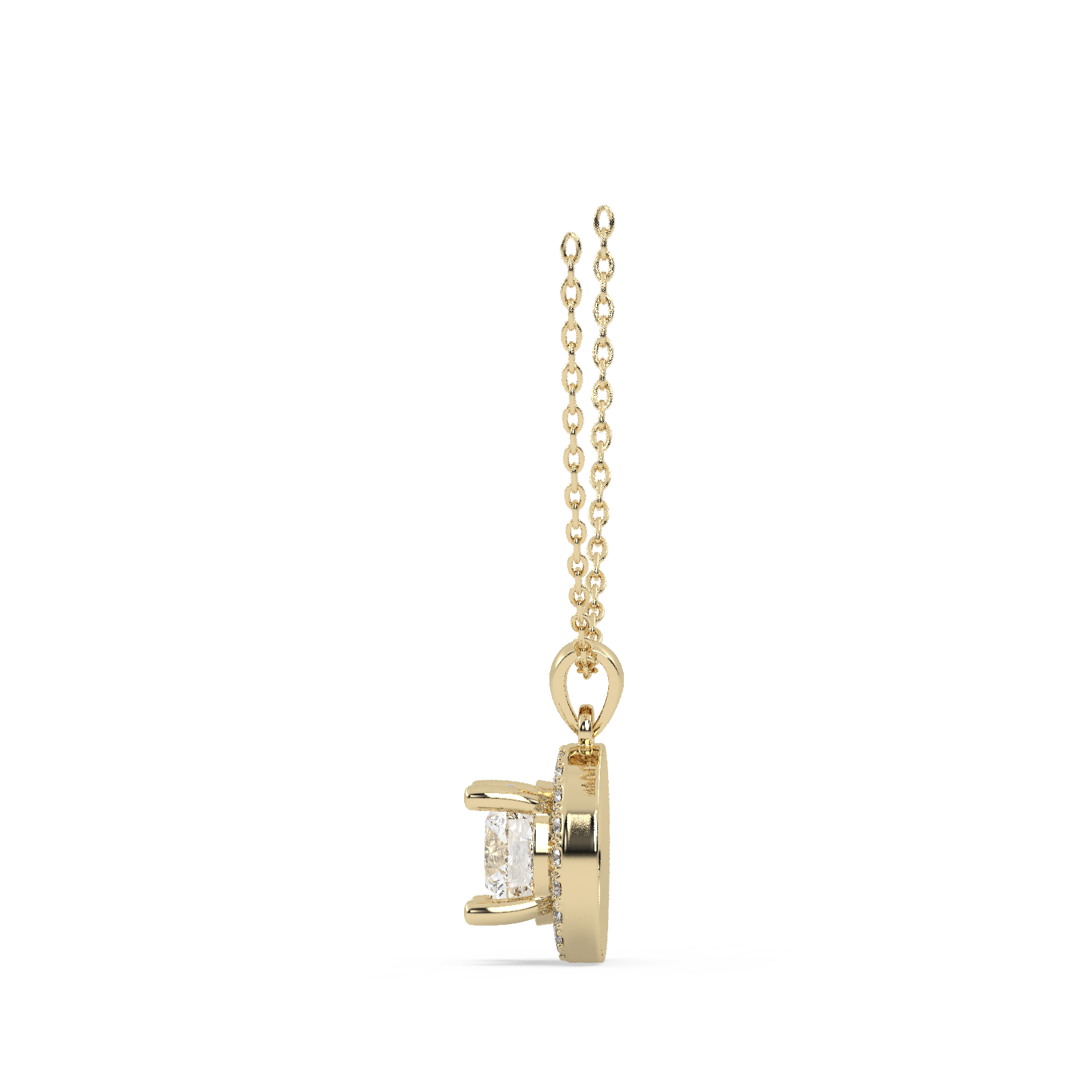 14k Yellow Gold Studded 1.54 Carat Lab Grown Diamond Pendent Round Cut With E Color VS1 Clarity.